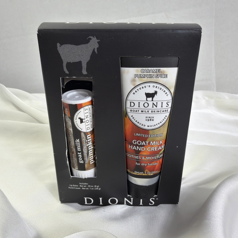 Dionis Caramel Pumpkin Spice Goat Milk Hand Cream & Pumpkin Latte Lip Balm NIB